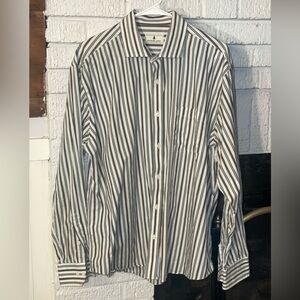 Mens Blue Striped SOUTHERN Pines Button Up Shirt casual, work, golf, fall